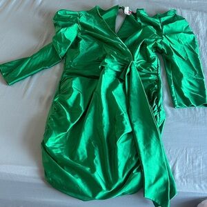 Elegant Green Wrap Dress